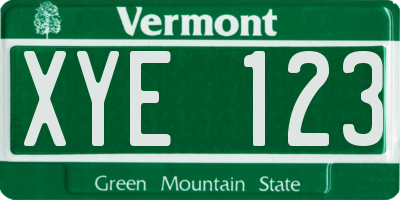 VT license plate XYE123
