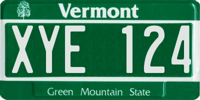 VT license plate XYE124
