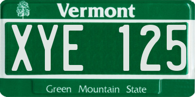 VT license plate XYE125