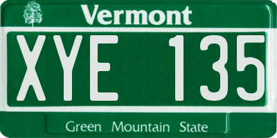VT license plate XYE135