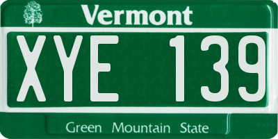 VT license plate XYE139