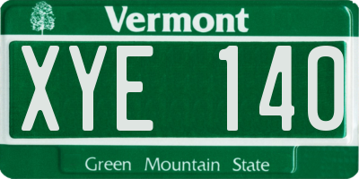 VT license plate XYE140