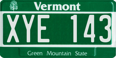 VT license plate XYE143