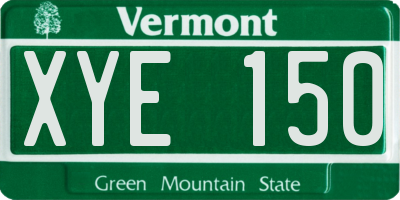 VT license plate XYE150