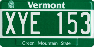 VT license plate XYE153