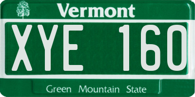 VT license plate XYE160