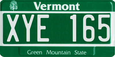VT license plate XYE165