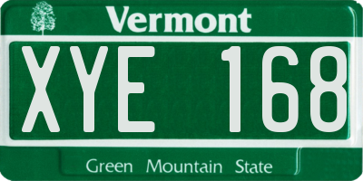 VT license plate XYE168