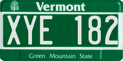 VT license plate XYE182