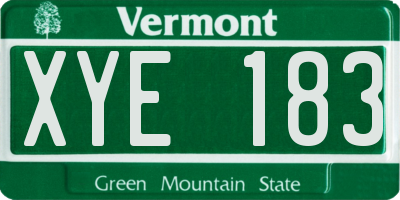 VT license plate XYE183