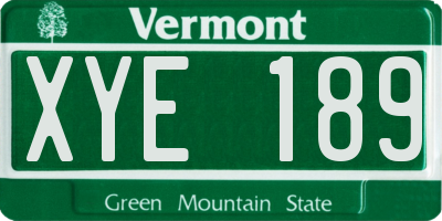 VT license plate XYE189