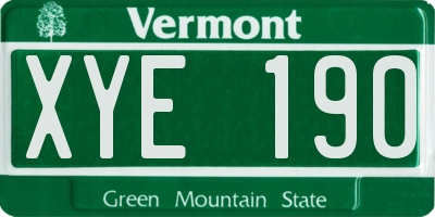 VT license plate XYE190