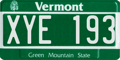VT license plate XYE193