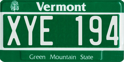 VT license plate XYE194