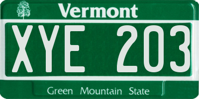 VT license plate XYE203