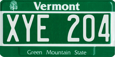 VT license plate XYE204