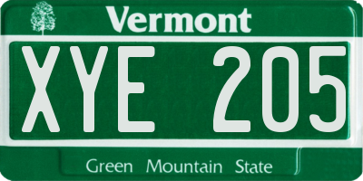 VT license plate XYE205
