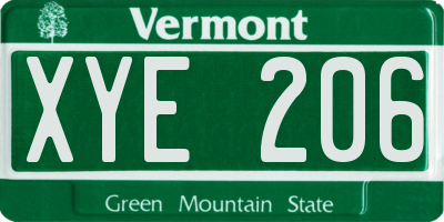 VT license plate XYE206