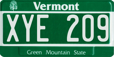 VT license plate XYE209