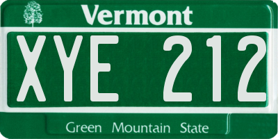 VT license plate XYE212