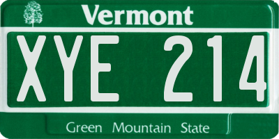 VT license plate XYE214