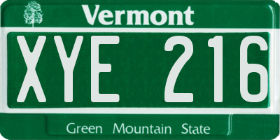 VT license plate XYE216