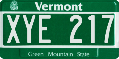 VT license plate XYE217
