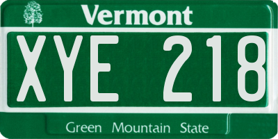 VT license plate XYE218