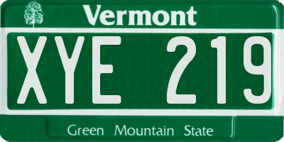 VT license plate XYE219