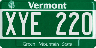 VT license plate XYE220