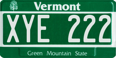 VT license plate XYE222