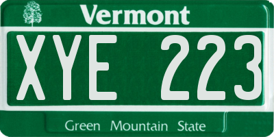 VT license plate XYE223