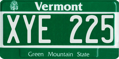 VT license plate XYE225