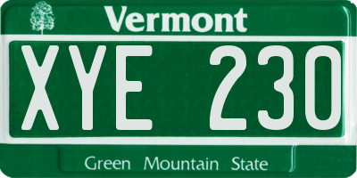 VT license plate XYE230