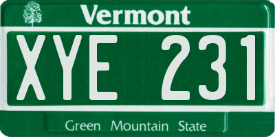 VT license plate XYE231