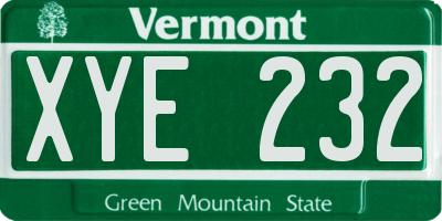 VT license plate XYE232