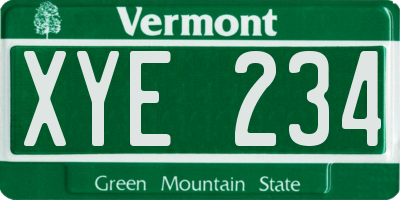 VT license plate XYE234