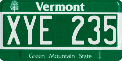 VT license plate XYE235