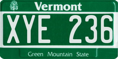 VT license plate XYE236