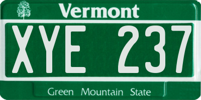 VT license plate XYE237