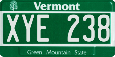 VT license plate XYE238