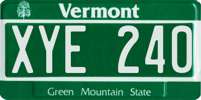 VT license plate XYE240