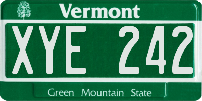 VT license plate XYE242