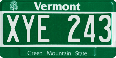 VT license plate XYE243