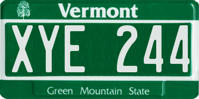 VT license plate XYE244