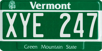 VT license plate XYE247