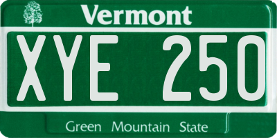 VT license plate XYE250