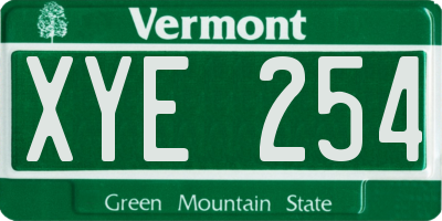 VT license plate XYE254