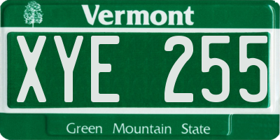 VT license plate XYE255