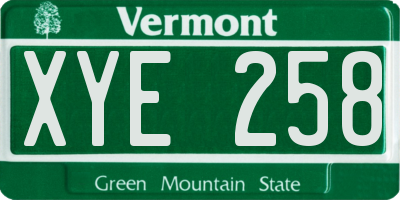 VT license plate XYE258